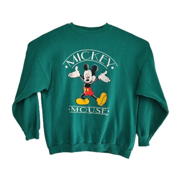 VTG Mickey Unlimited Mickey Mouse Print Pullover Sweatshirt Women's XL Green - Picture 1 of 12